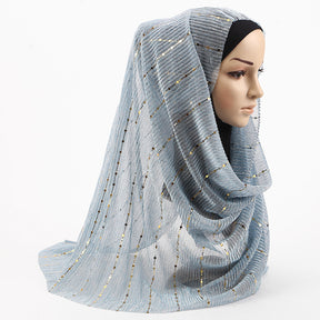 MSL059 plain pleated hot stamping Sequins hijab scarf