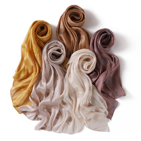 YZ330  Plain Sea Island Silk Embroidered Satin Hijab