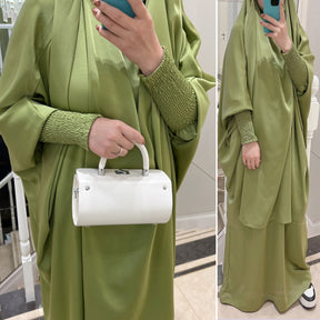 LR618  Plain Flared Abaya Dress Set - Casual Everyday Wear