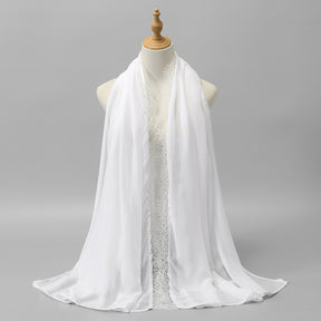 SW161  Plain Lace Trim Polyester Hijab
