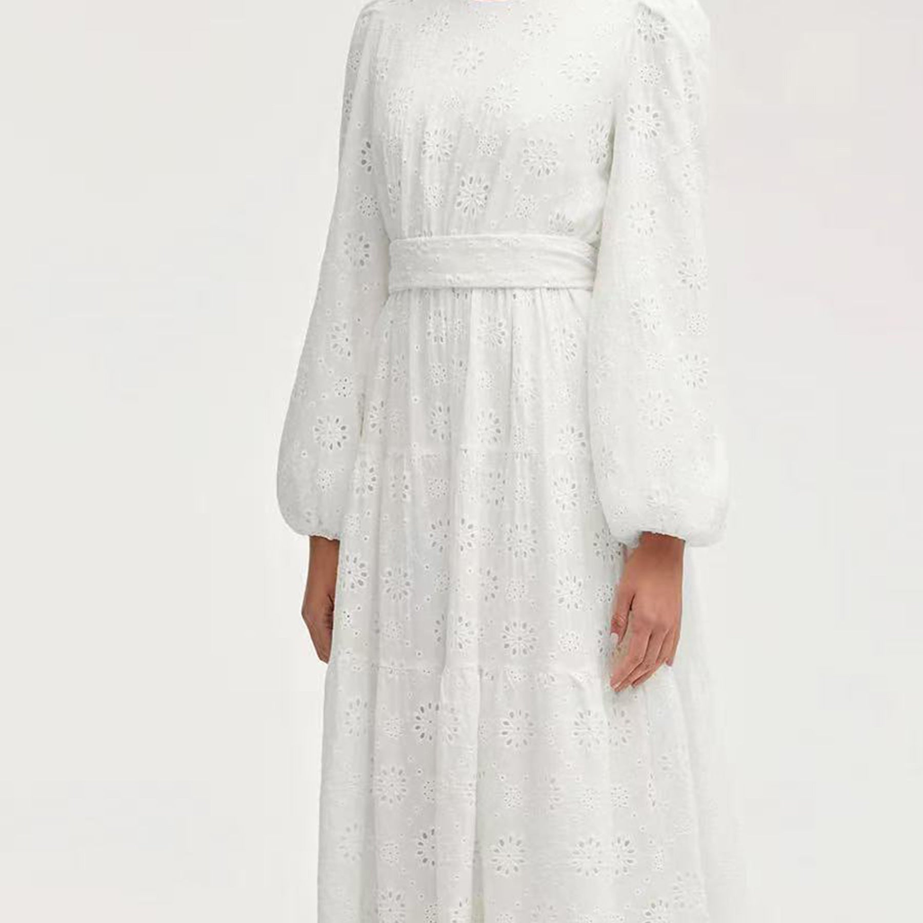 LR1066  Pure Cotton Embroidery Abaya Floral Dress