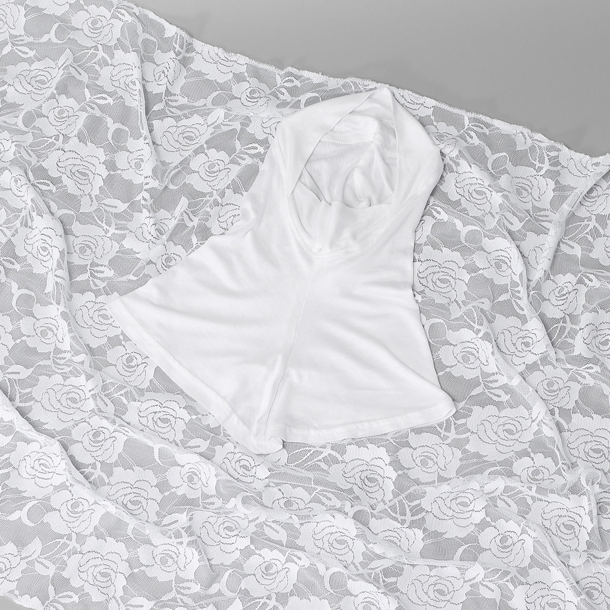 SW159  Rose Lace Cap-Style Polyester Hijab