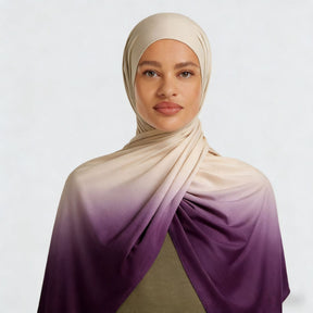 YTHBJB  Gradient Liquid Jersey Hijab, Ombre Knit Headscarf, Soft Fluid Wrap