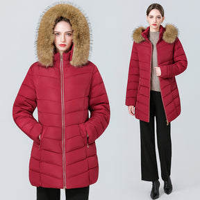 YAXF-8809  Women's Mid-Length Slim Winter Cotton-Padded Puffer Jacket