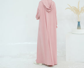 LR958  Plain Polyester Plus Size Long Sleeve Hooded Casual Dress
