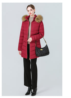 YAXF-8809  Women's Mid-Length Slim Winter Cotton-Padded Puffer Jacket