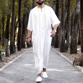 1134017  Foreign trade Muslim long-sleeved embroidered ethnic style Arab robe men's robes  abaya