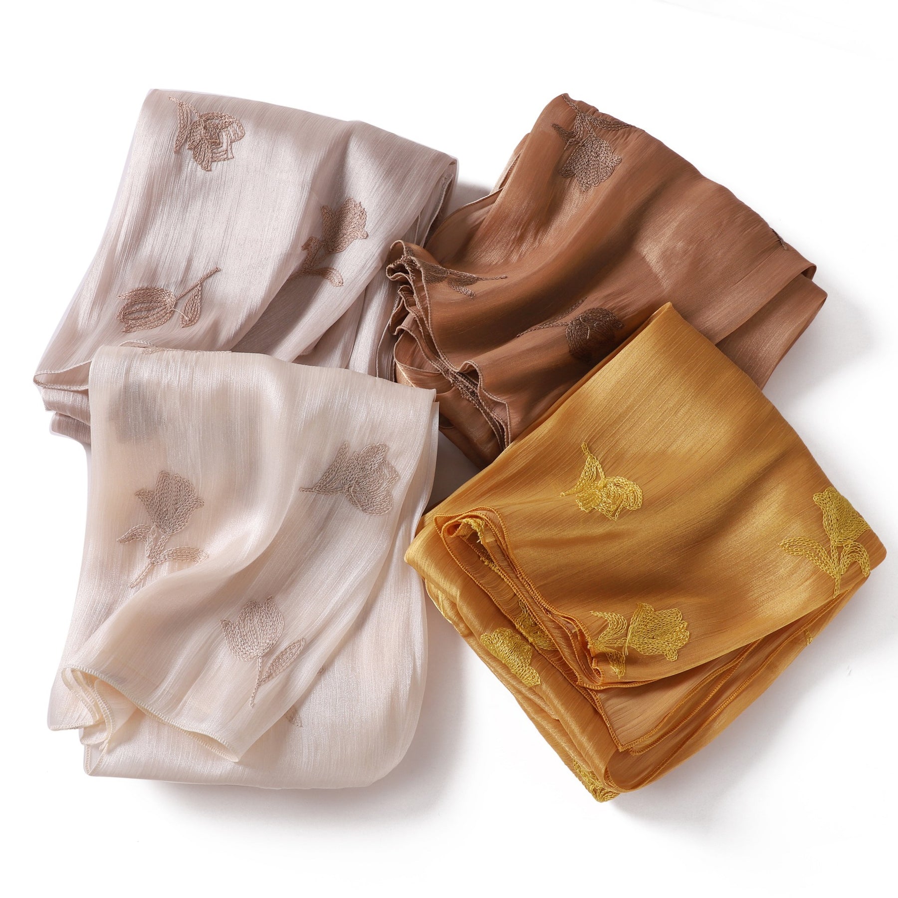 YZ330  Plain Sea Island Silk Embroidered Satin Hijab
