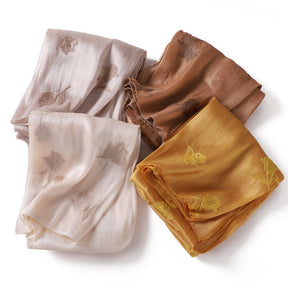 YZ330  Plain Sea Island Silk Embroidered Satin Hijab