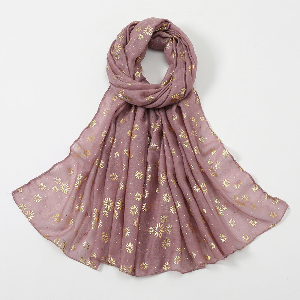 VS443 hot stamping little daisy voile hijab