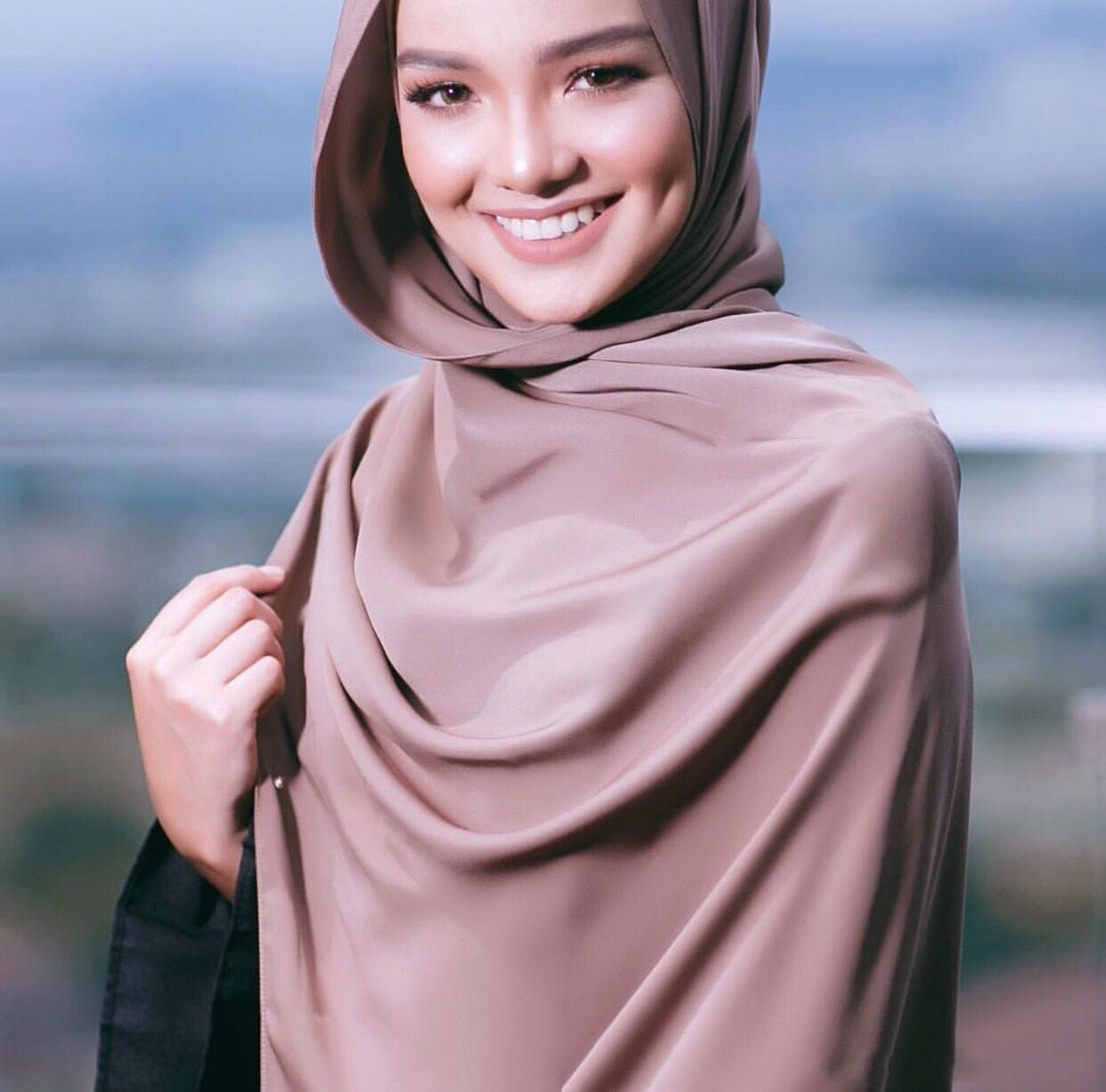 MS140 plain satin hijab scarf