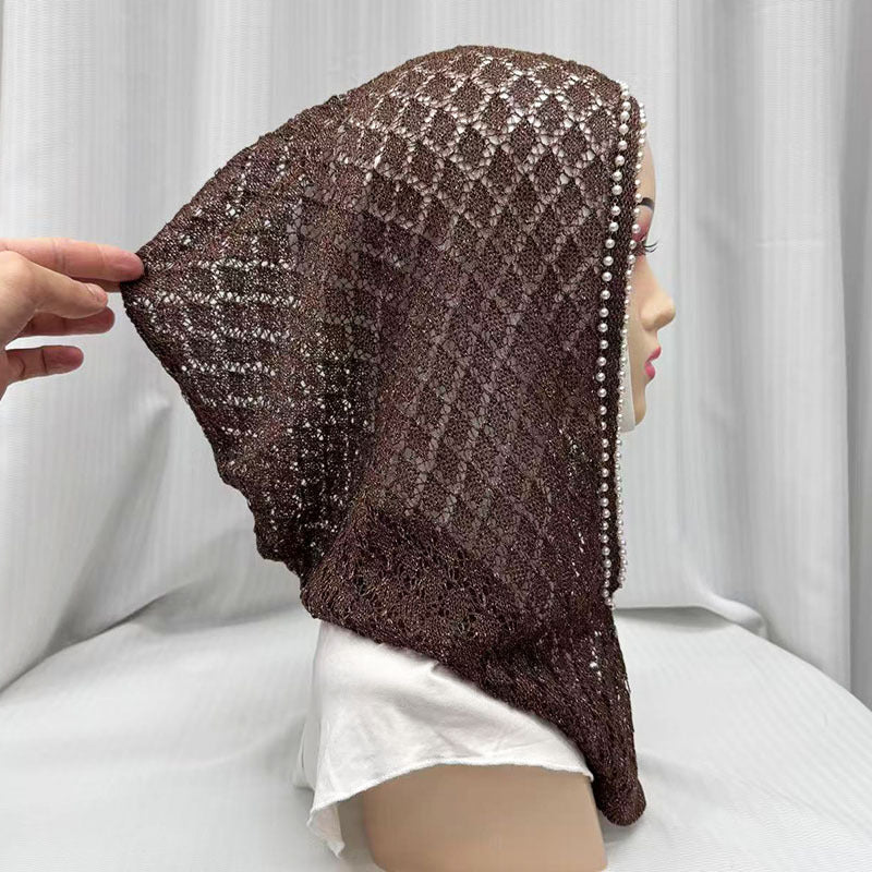 F053  Hollow-out Shiny Thread Beaded Headwrap Jersey Cap