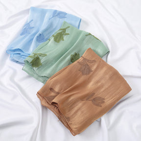 VE141  Sea Island Silk Embroidered Breathable Fashion Hijab