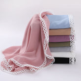 W-0030 plain pearl chiffon lace edge hijab scarf