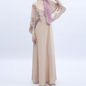 9504 Sequin embroidered cape muslim abaya dress