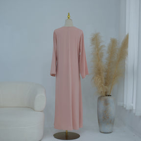 LR1189  3D Floral Open Abaya + Nida Inner Layer + Hijab Set