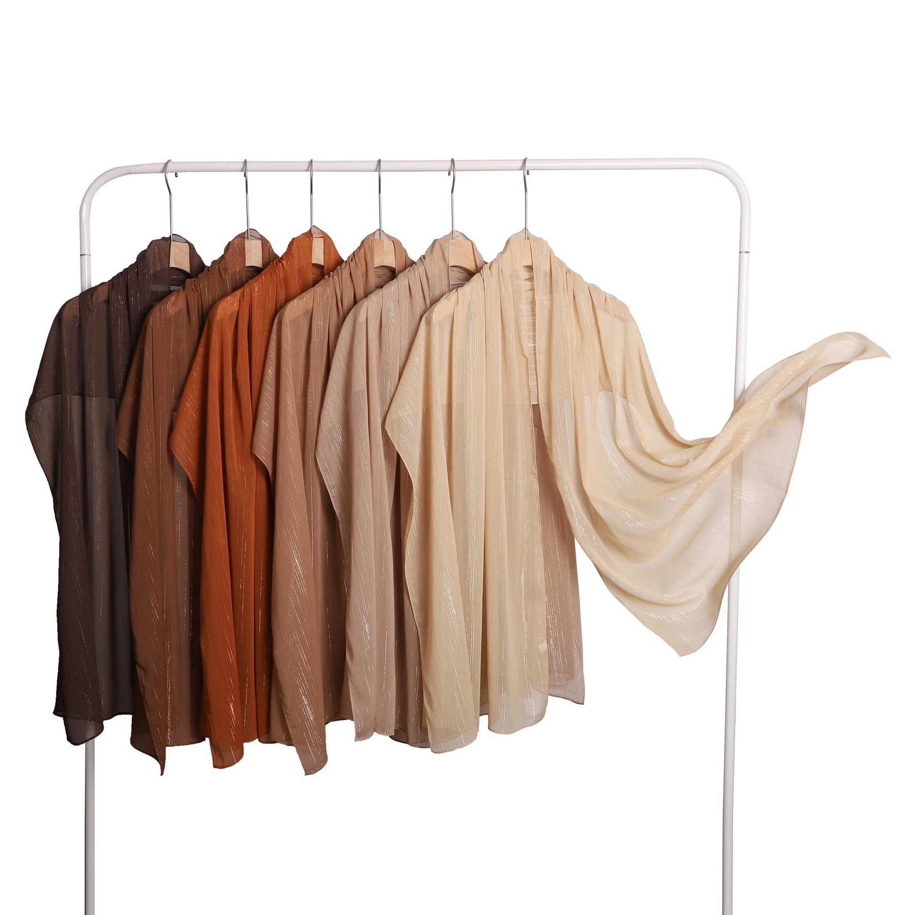 YZ375  Plain Silver Thread Crinkled Chiffon Hijab