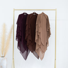 HJ909  Plain 3-Layer Polyester Prayer Hijab