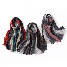 YZ68  Gradient Bali yarn wrinkled hand-painted long scarf rainbow color thin twist wrinkled scarf silk scarf sunscreen shawl plain hijab  printed scarf  hijab/tudung