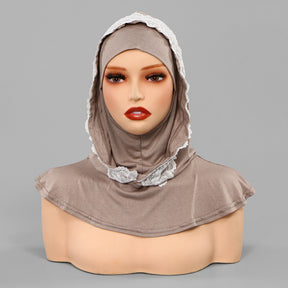 SW162  Stylish Lace Double-Layer Polyester Hijab