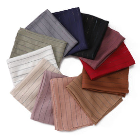 YZ328  Striped Colorful Sequin Cotton Linen Hijab