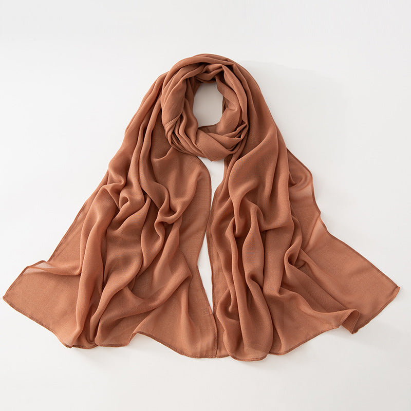 WJA154   Light pure color breathable hundred composite velvet chiffon long scarf fashion monochrome scarf scarf scarf scarf