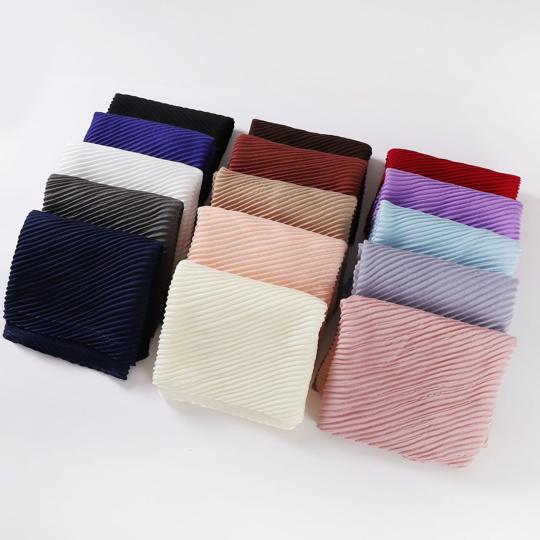 W-0008 plain pleated TR cotton linen hijab scarf