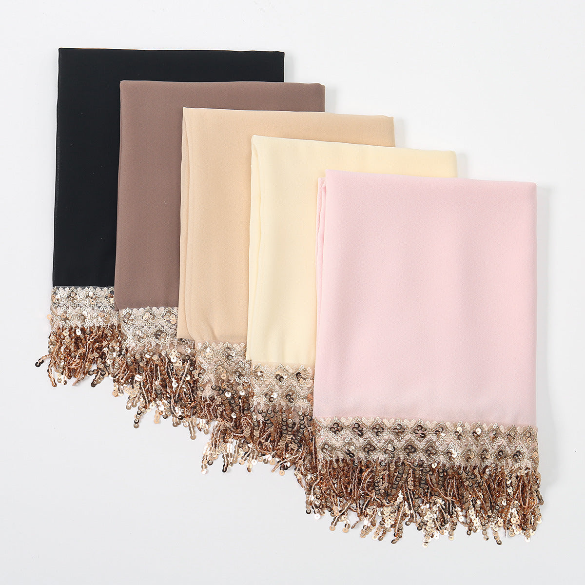 SW150  Plain Chiffon Sequin Tassel Hijab