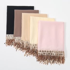 SW150  Plain Chiffon Sequin Tassel Hijab