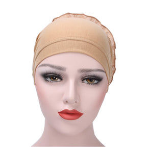 TJM-雪纺盘花 plain chiffon flower hijab turban hat