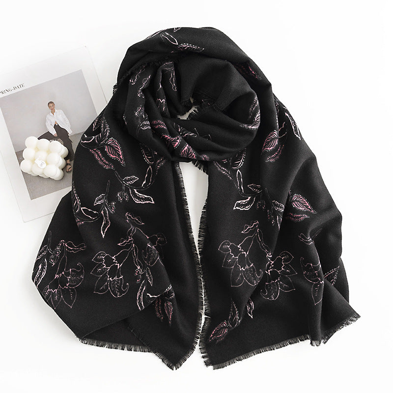 FH23-5346 Floral printed winter scarf