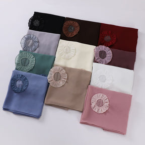 W-0107 plain pearl chiffon hot stamping diamond flower tudung tudung