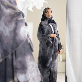 LR1158  Printed cardigan + hijab 2-piece set