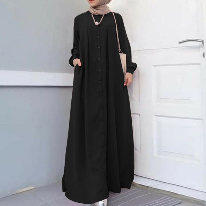 8026 solid color Large size muslim abaya dress