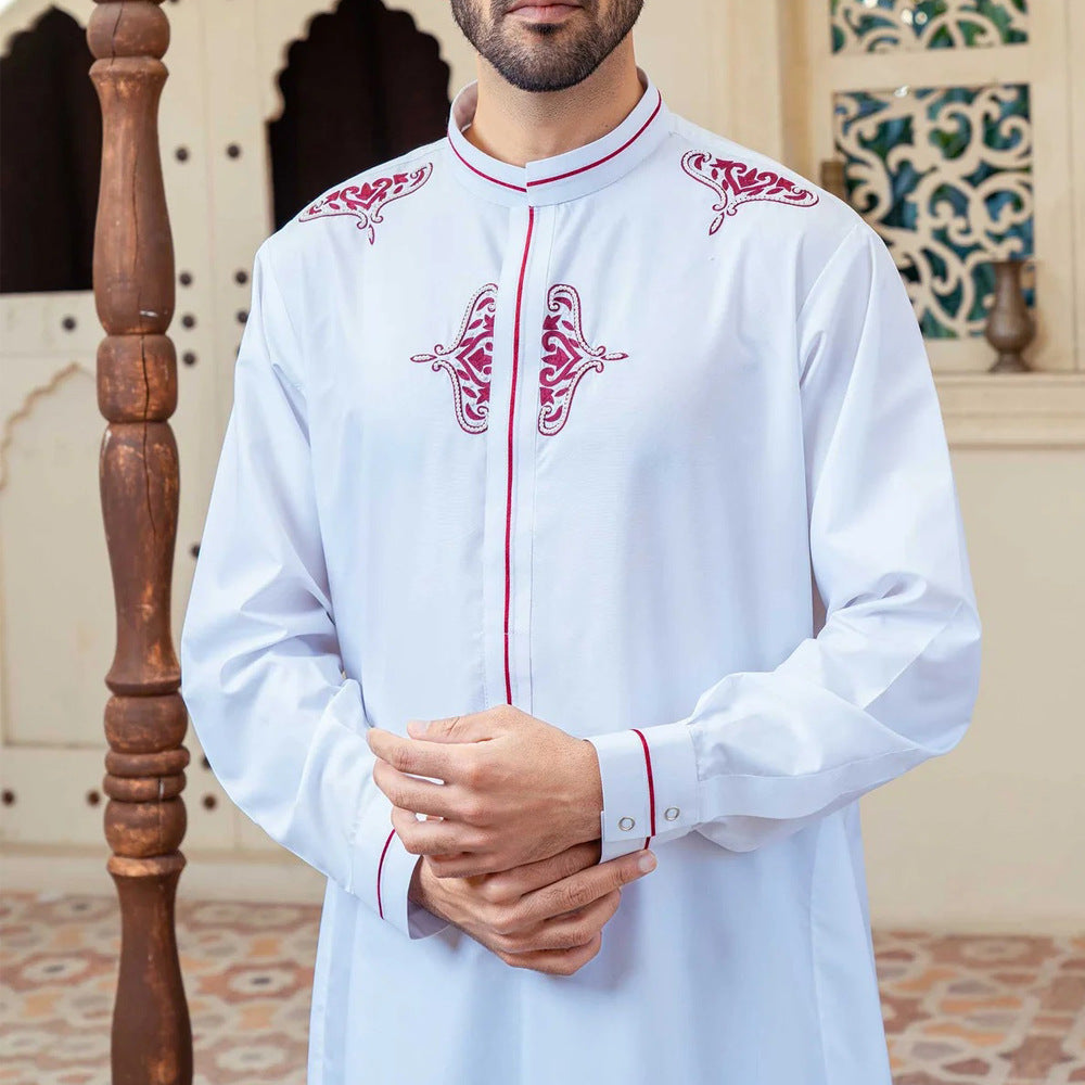 jl11 Foreign trade Muslim long-sleeved embroidered ethnic style Arab robe men's robes  abaya