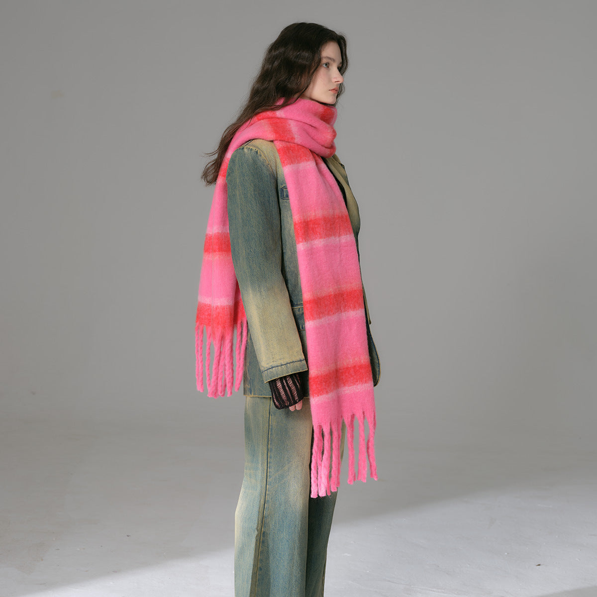 TLQHZZ-078 color stripe winter scarf