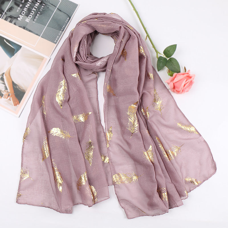 VS193 feather hot stamping cotton hijab