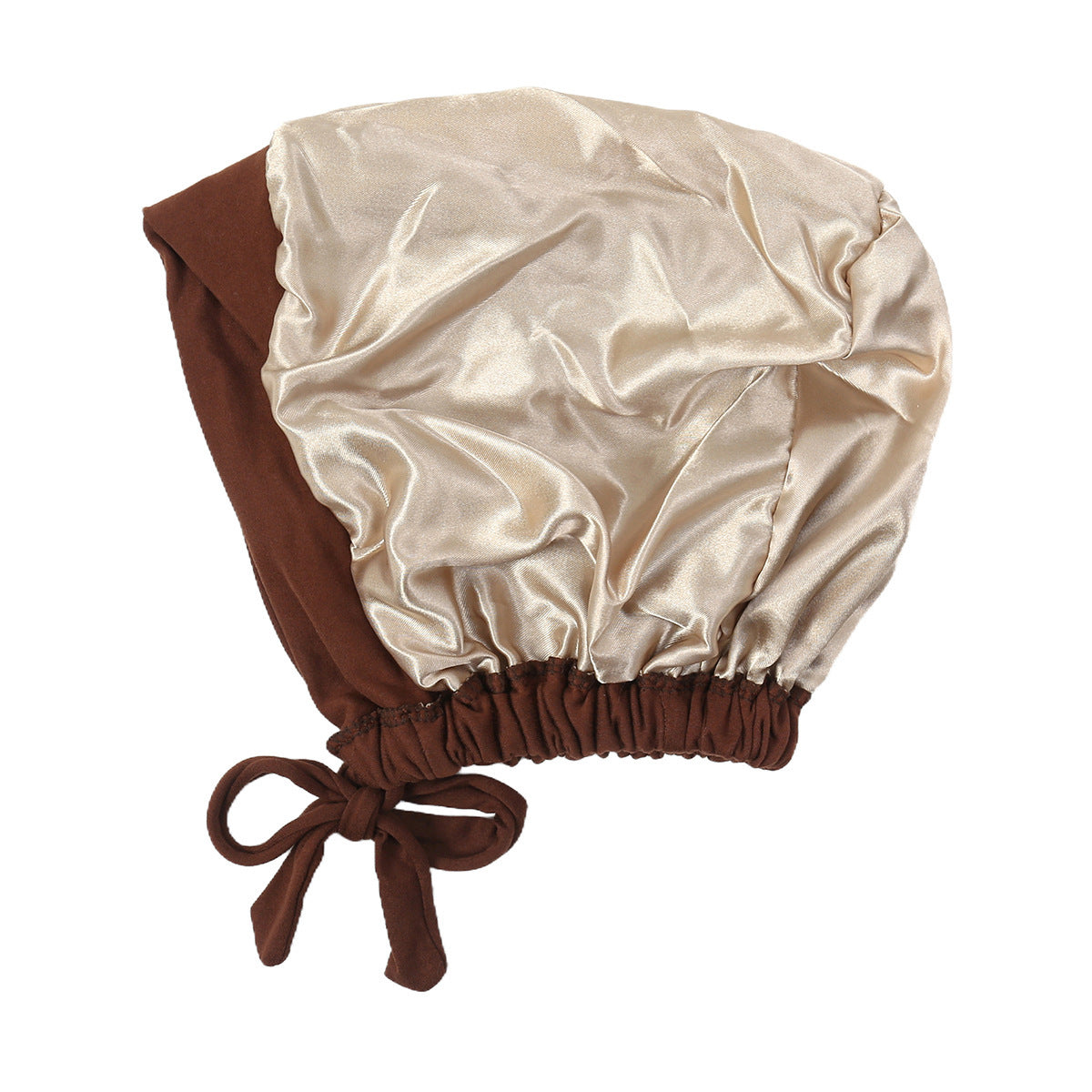 JN001  Plain Satin-Lined Polyester Tie Back Hijab Cap