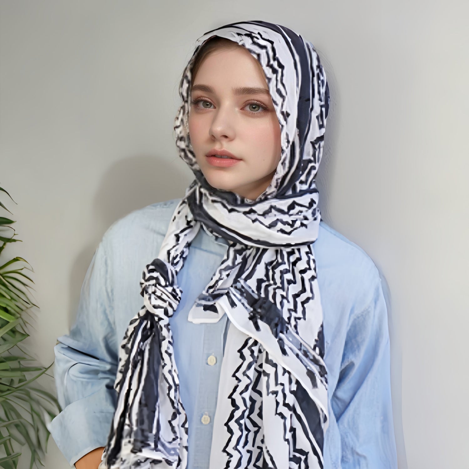 WJA273 Aliexpress Amazon hot sale of Arabic chiffon printed checkered scarf Saudi Dubai Turkey Middle East headscarf