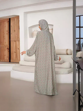 XL001  Floral Print Loose Long Sleeve Integrated Viscose Prayer Set