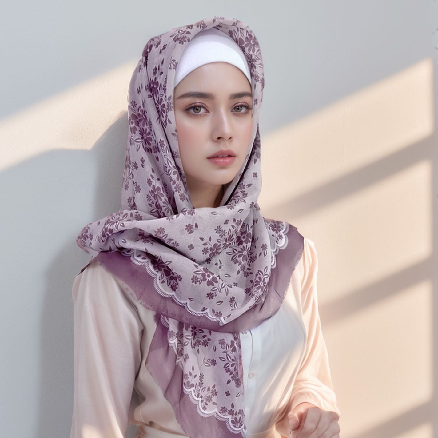 WJA280  Lace Bali Print High Quality Sun Protection Headscarf Indonesian Headscarf Scarf