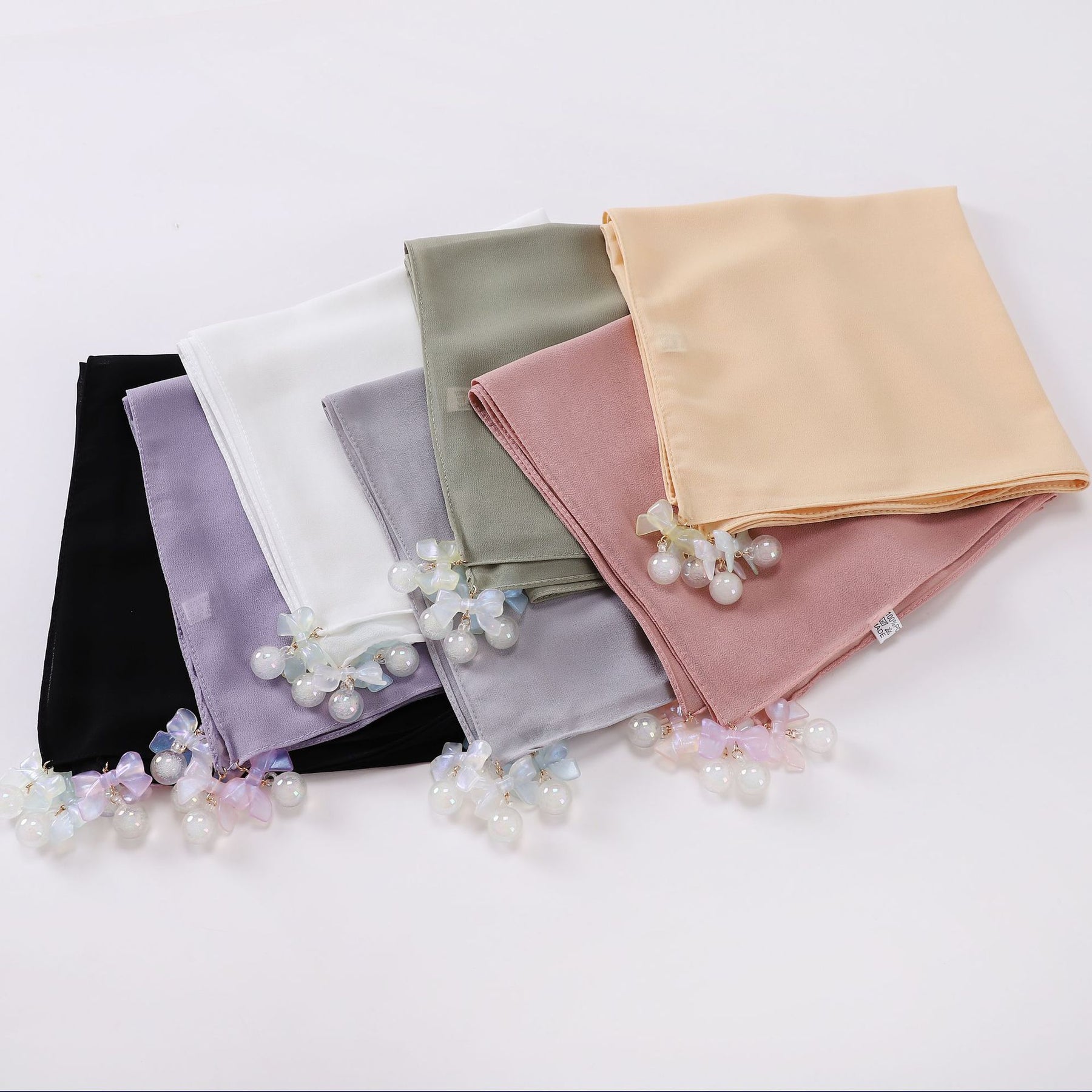 W-0038 90*90 plain pearl chiffon kerchief hijab scarf