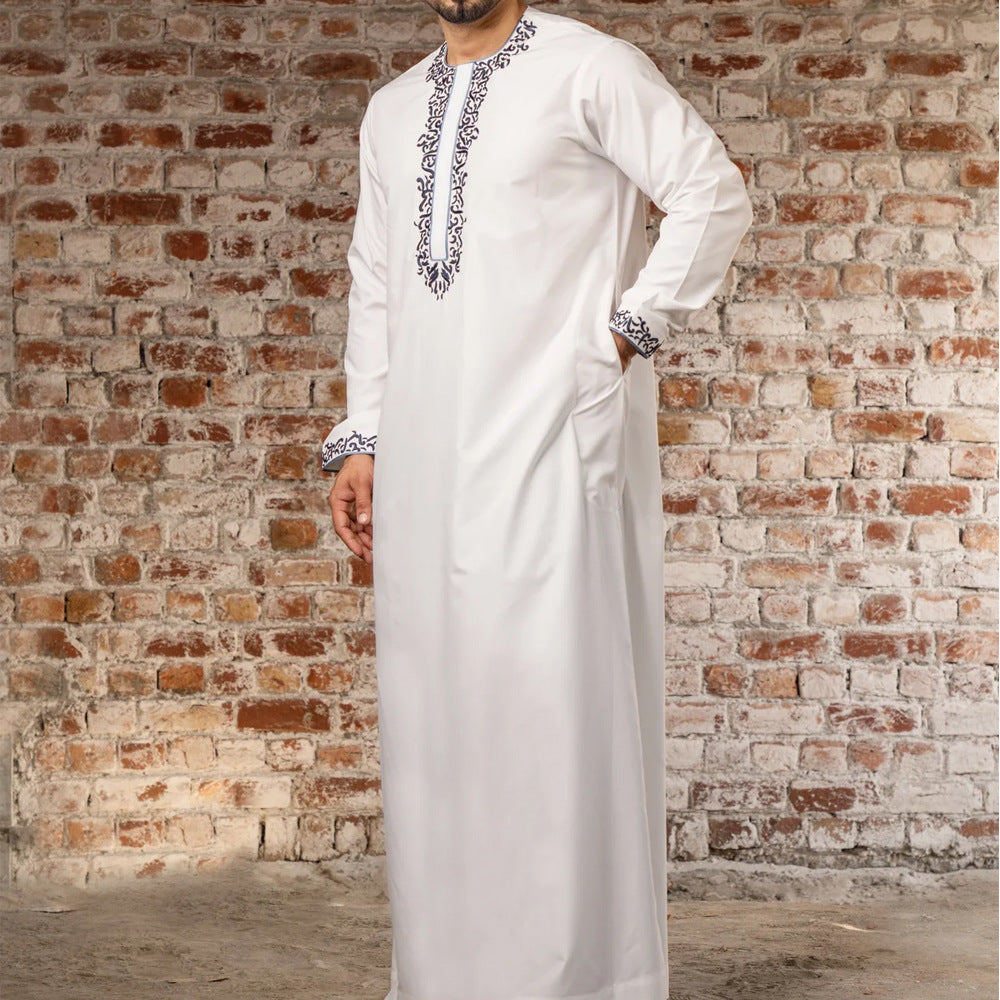 jl04 Foreign trade Muslim long-sleeved embroidered ethnic style Arab robe men's robes  abaya