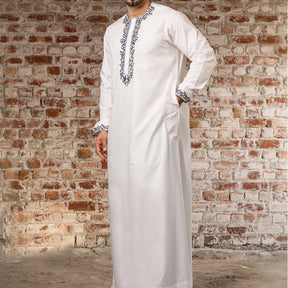 jl04 Foreign trade Muslim long-sleeved embroidered ethnic style Arab robe men's robes  abaya