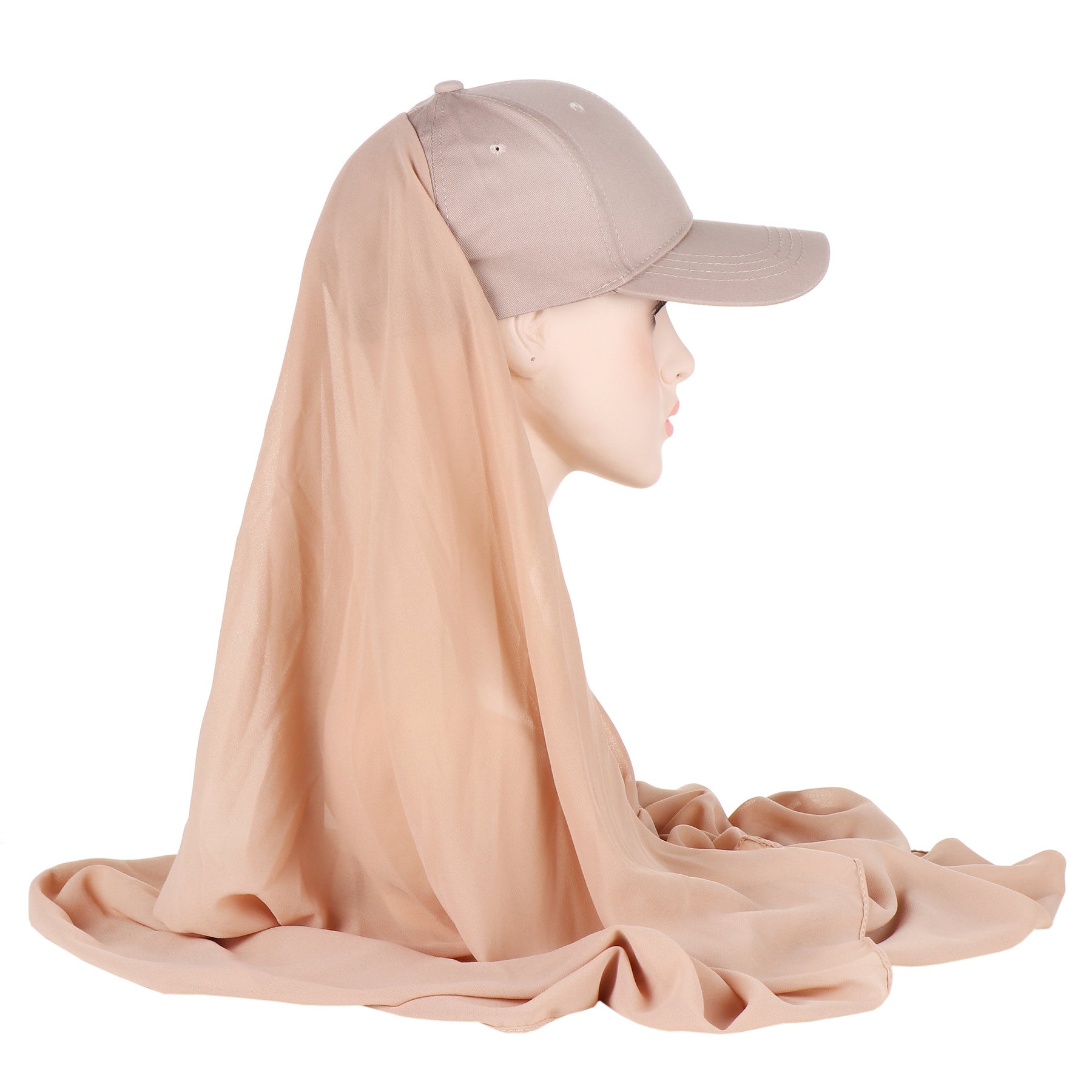 ER01  Solid color pearl scarf and cotton sports wind baseball cap One 2-piece cover scarf and hat instant hijab sport hijab