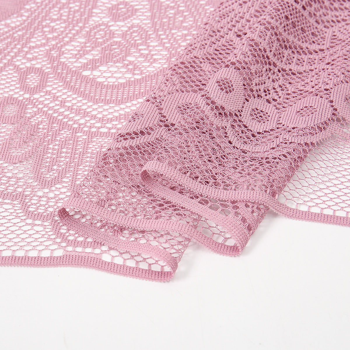 VE160  Plain Polyester Water Wave Cutout Lace Fringe Hijab
