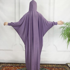 abaya 001 Arabian robe one-piece hooded solid color bat sleeves plus size dress abaya