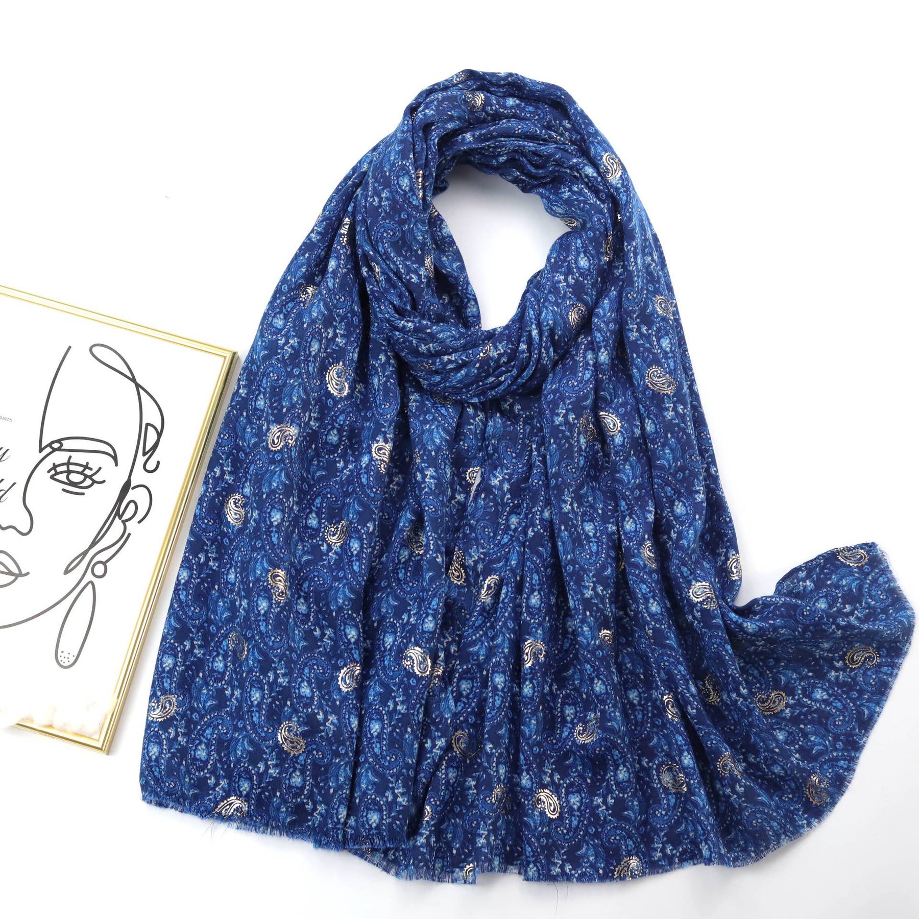 220928 stamping cashew printed scarf