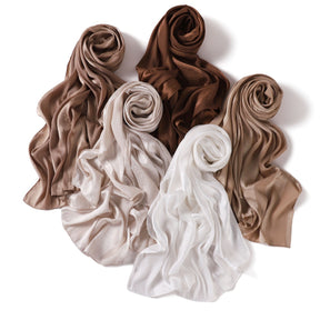 YZ312  Plain Silk-Like Leopard Stripe Polyester Hijab