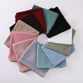 W-0019 plain pearl chiffon hot stamping dimond hijab scarf